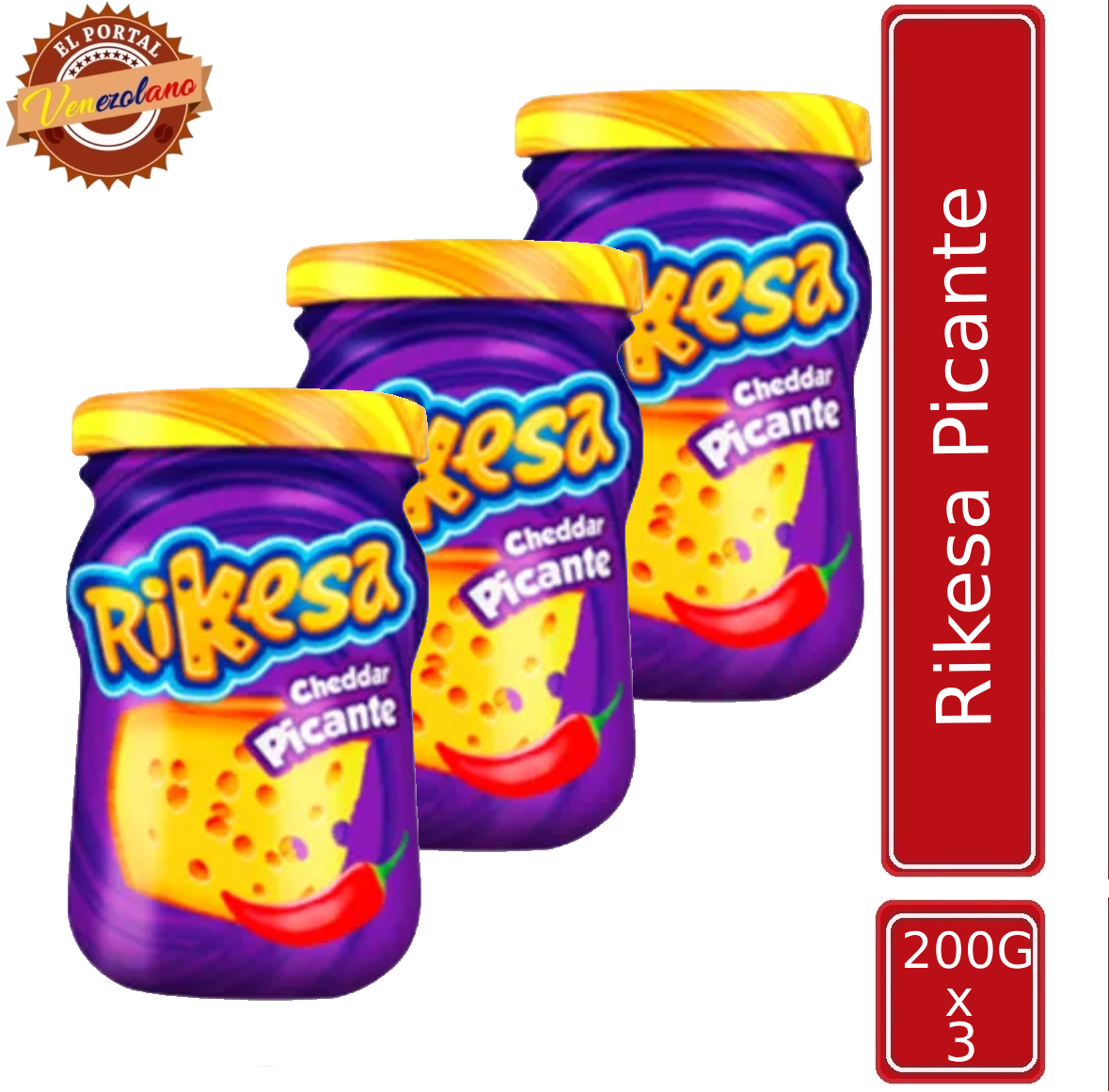 Pack de 3 Rikesa picante 200g venezolano, disponible en Colombia