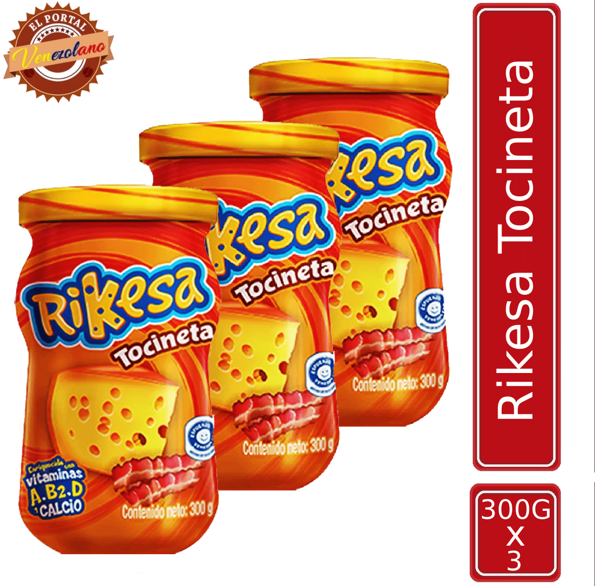 Rikesa Cheddar Tocineta 300 Gr Venezuela x 3