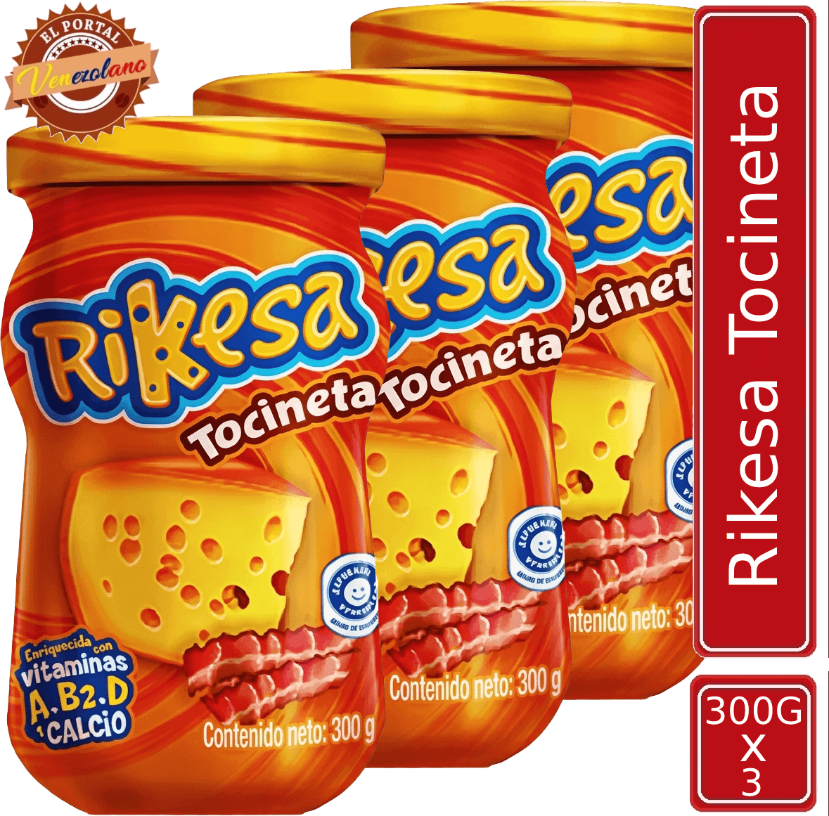 Rikesa Tocineta Queso Fundido 300g Venezuela X 3 Unidades