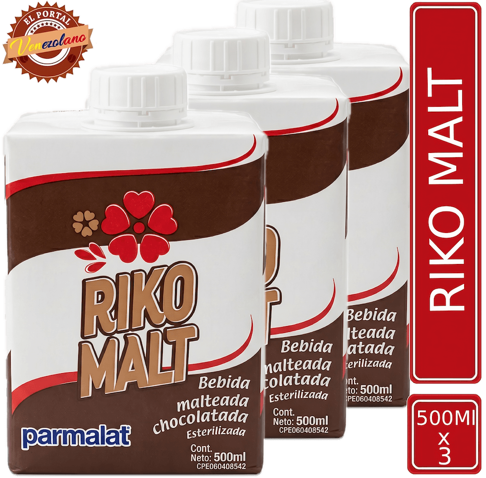 Pack de 3 Riko Malt 500 ml venezolano, disponible en Colombia
