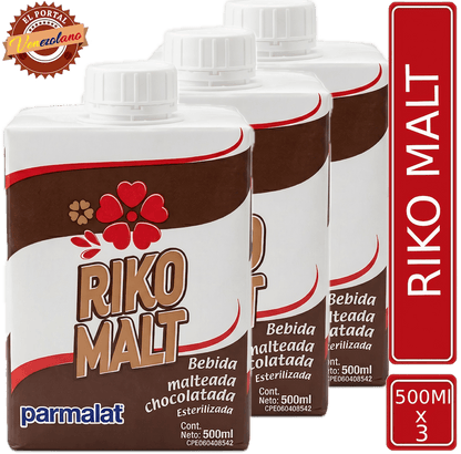 Pack de 3 Riko Malt 500 ml venezolano, disponible en Colombia