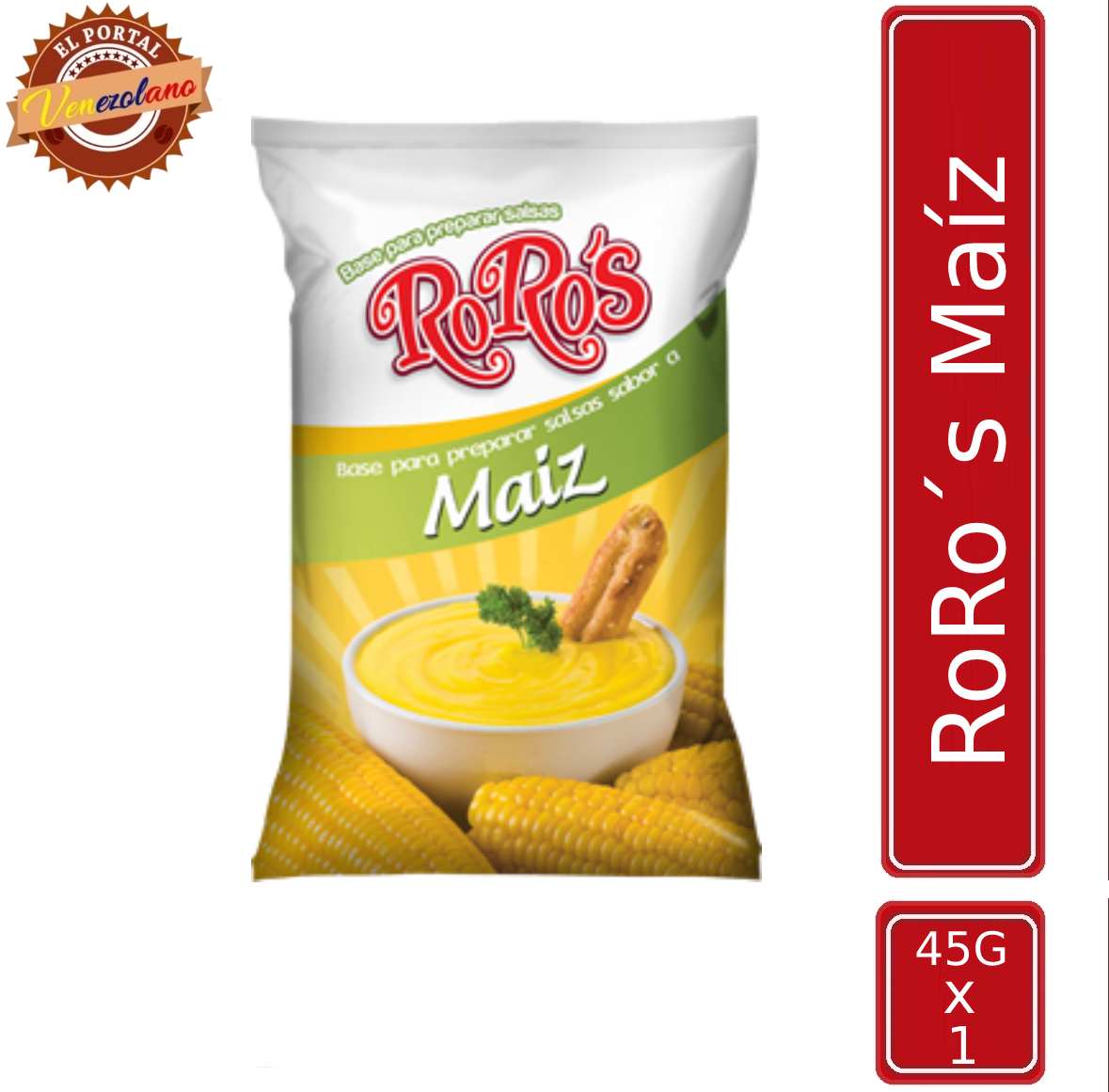 Base para salsas RoRo's de maíz 45g venezolana, disponible en Colombia