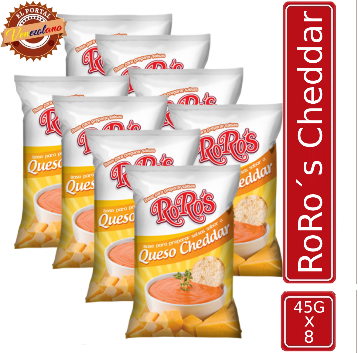 Base para Preparar Salsas RoRo´s Cheddar 45G Venezuela x 8
