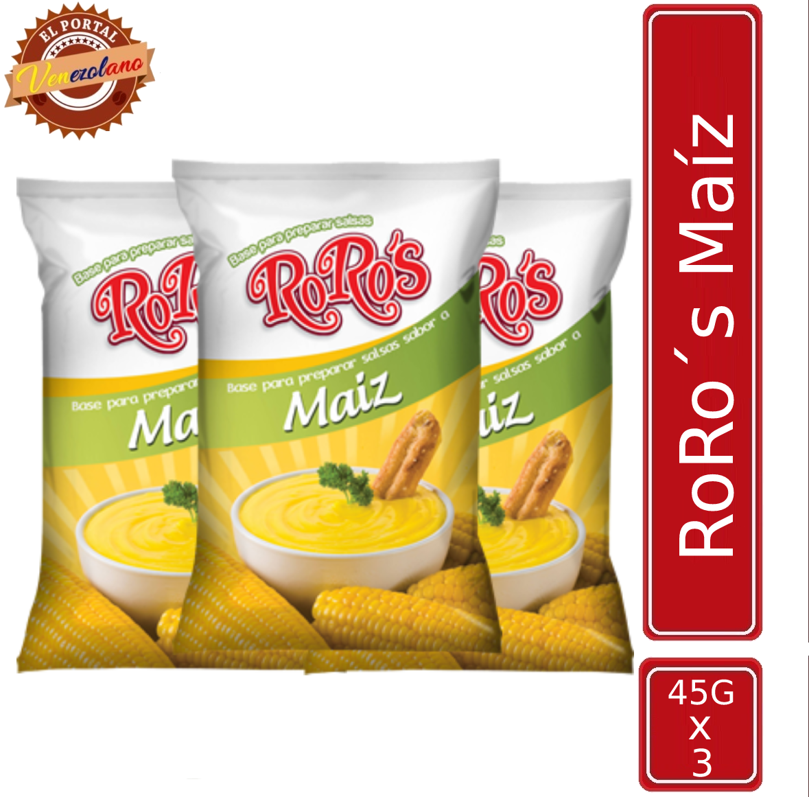 Base para Preparar Salsas RoRo´s Maíz 45G Venezuela x 3