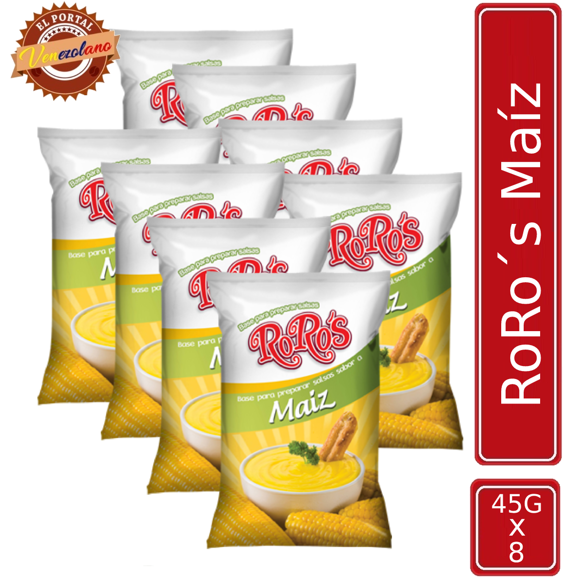 Base para Preparar Salsas RoRo´s Maíz 45G Venezuela x 8