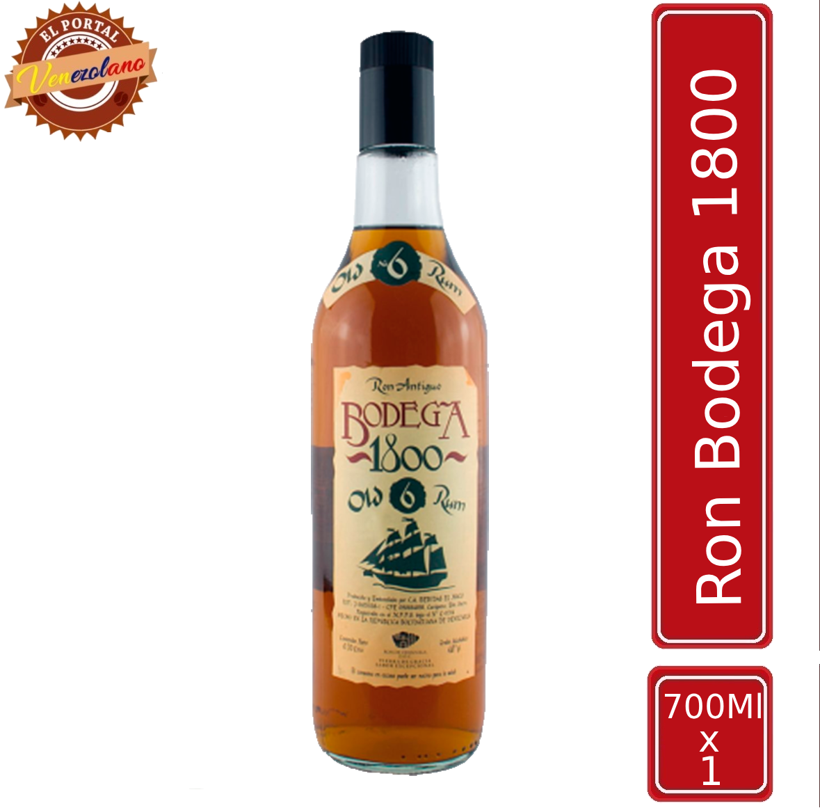 Ron Antiguo Bodega 1800 venezolano, disponible en Colombia