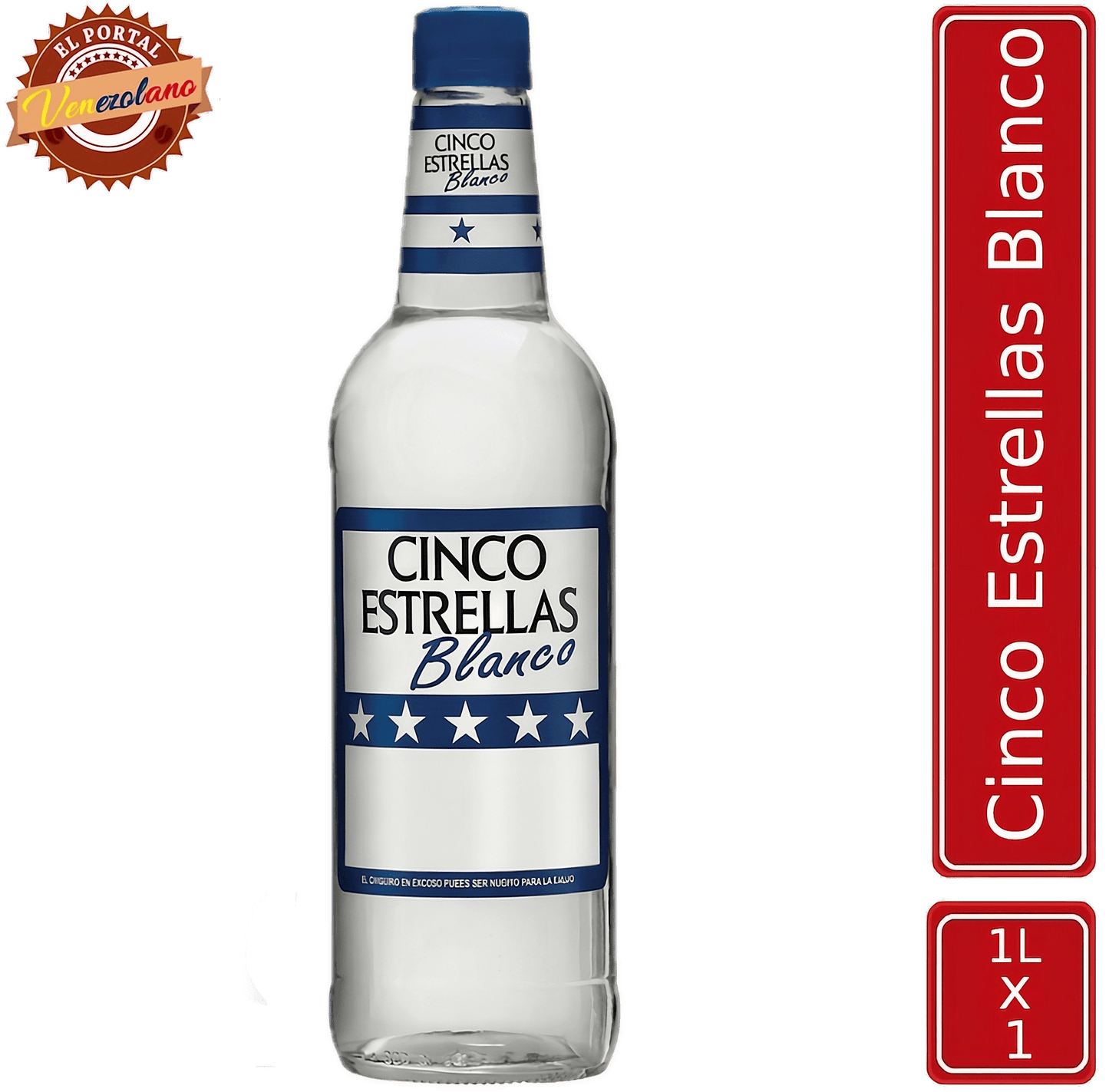Ron Cinco Estrellas Blanco 1 litro venezolano, disponible en Colombia