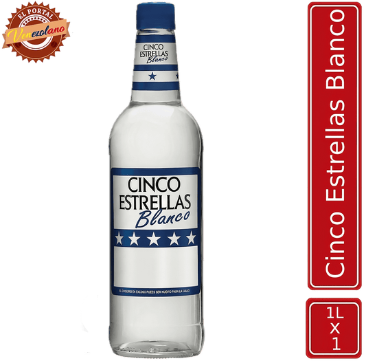 Ron Cinco Estrellas Blanco  1L Venezuela