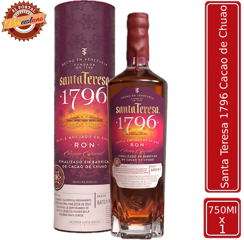Ron Santa Teresa 1796 Cacao de Chuao venezolano, disponible en Colombia