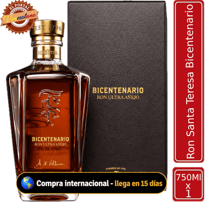 Ron Santa Teresa Bicentenario ultra añejo venezolano, disponible en Colombia