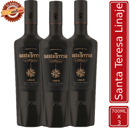 Pack de 3 ron Santa Teresa Linaje venezolano, disponible en Colombia