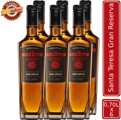 Pack de 6 ron Santa Teresa Gran Reserva venezolano, disponible en Colombia