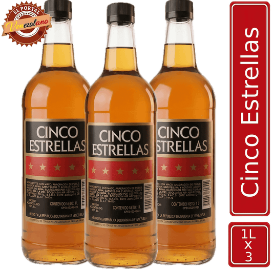 Ron Cinco Estrellas  1L Venezuela x 3 Unidades