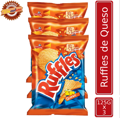 Pack de 3 Ruffles de queso 125g venezolano, disponible en Colombia