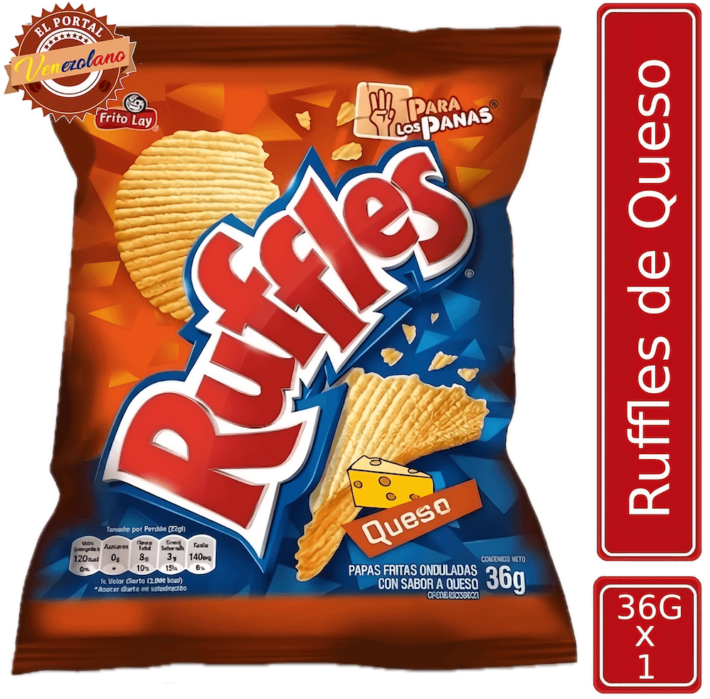 Ruffles de queso 36g venezolano, disponible en Colombia