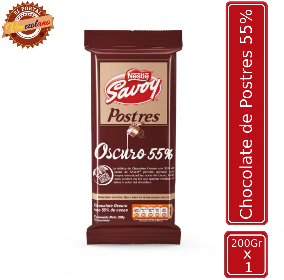 Chocolate De Postre Savoy Verde 55% 200G Venezuela