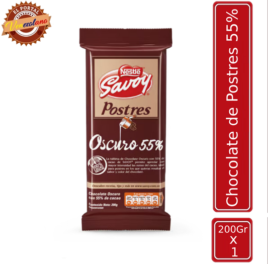 Chocolate De Postre Savoy Verde 55% 200G Venezuela