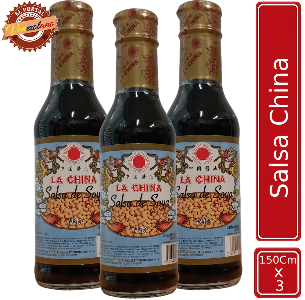 Pack de 3 salsa de soya china 150 ml venezolana, disponible en Colombia