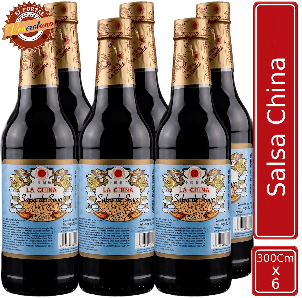 Pack de 6 salsa de soya china 300 ml venezolana, disponible en Colombia