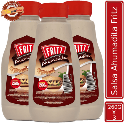 Pack de 3 salsa Fritz ahumaditas venezolana, disponible en Colombia