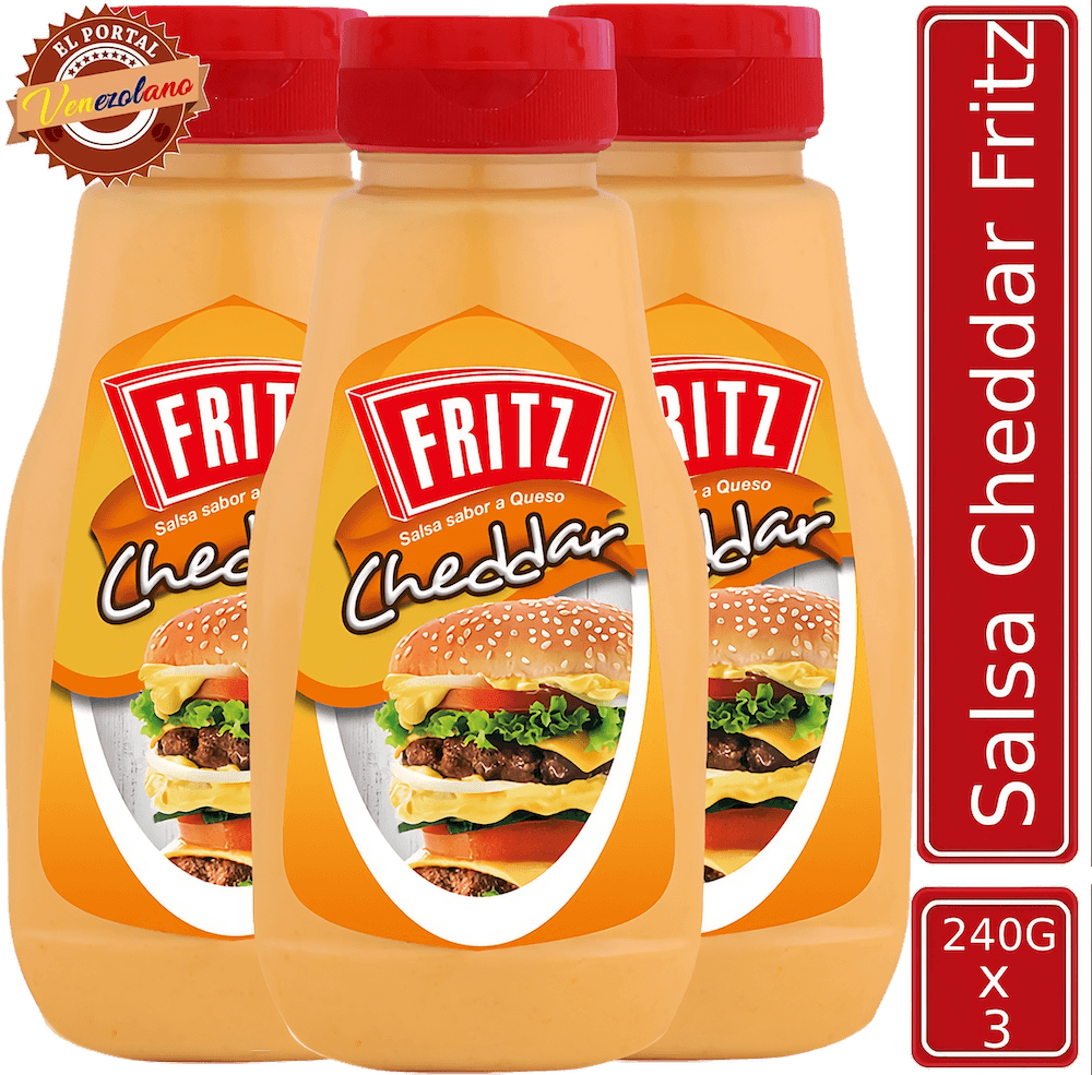 Pack de 3 salsa Fritz cheddar 240g venezolana, disponible en Colombia