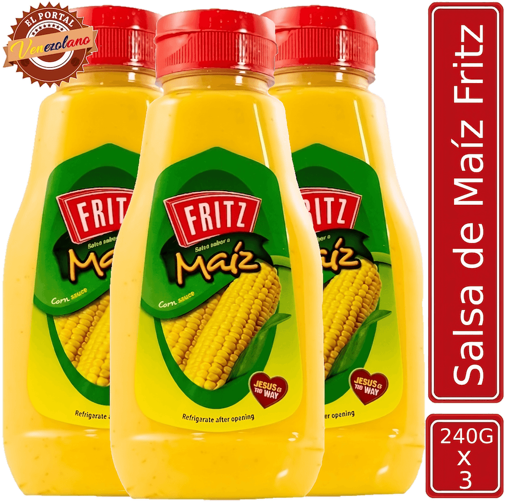 Pack de 3 salsa Fritz de maíz 240g venezolana, disponible en Colombia