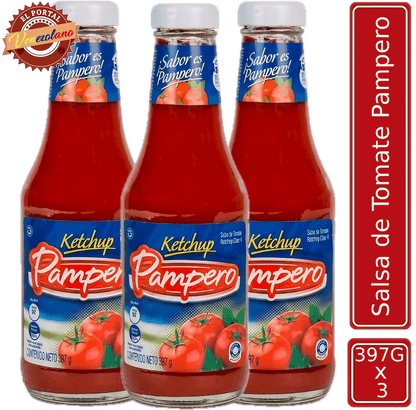 Pack de 3 salsa de tomate Pampero 397g venezolana, disponible en Colombia