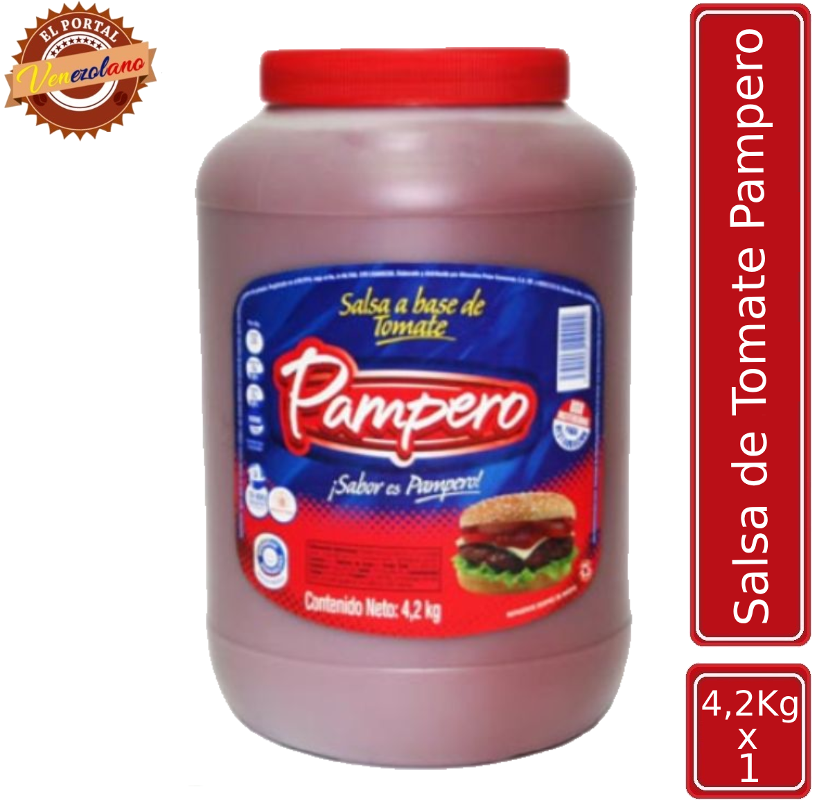 Salsa de tomate Pampero 4.100g venezolana, disponible en Colombia