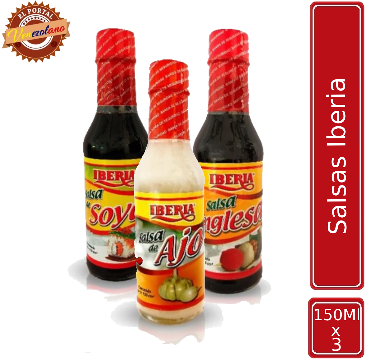 Salsa Iberia Soya, Inglesa y ajo  x 3 Venezuela