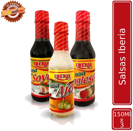 Salsa Iberia Soya, Inglesa y ajo  x 3 Venezuela
