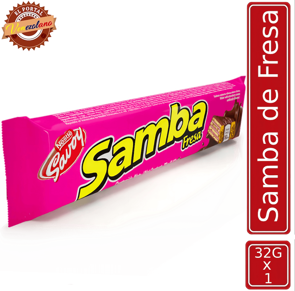 Samba wafer de fresa venezolano, disponible en Colombia