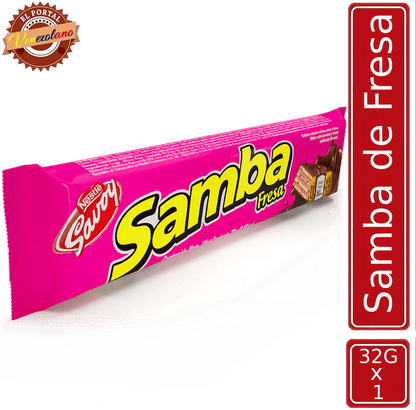 Samba wafer de fresa venezolano, disponible en Colombia