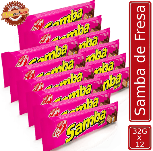 Samba  Wafer Fresa Venezuela x 12 Unidades