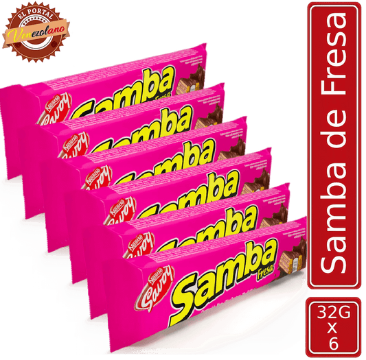 Samba  Wafer Fresa Venezuela x 6 Unidades