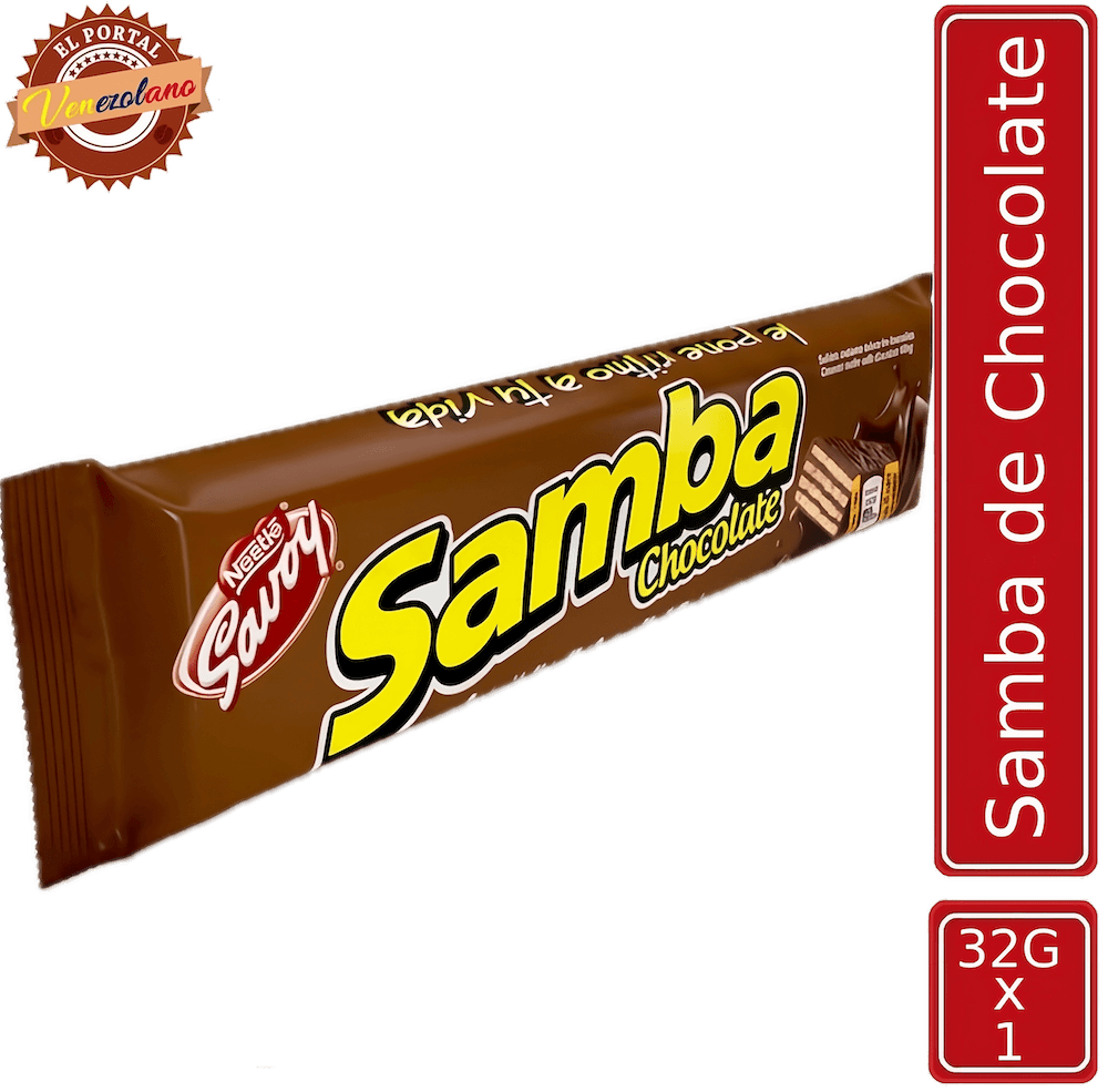 Samba wafer de chocolate venezolano, disponible en Colombia