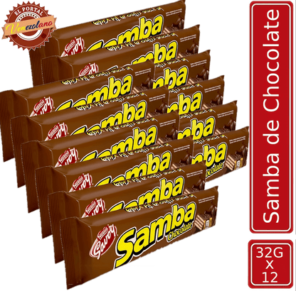 Pack de 12 Samba wafer de chocolate venezolano, disponible en Colombia