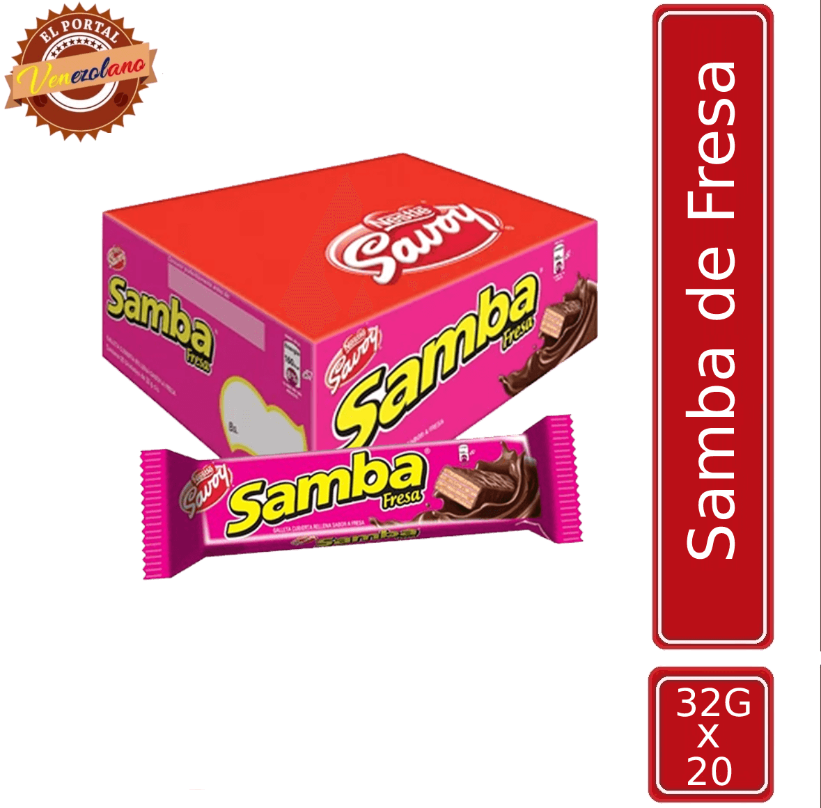 Samba  Wafer Fresa Venezuela x 20