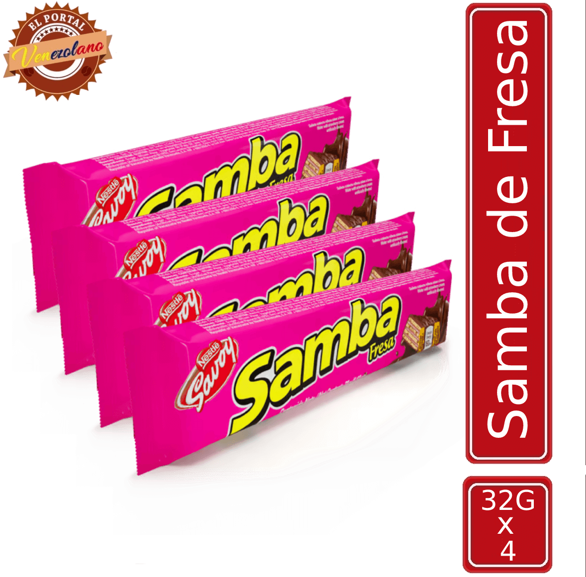 Samba  Wafer Fresa Venezuela x 4