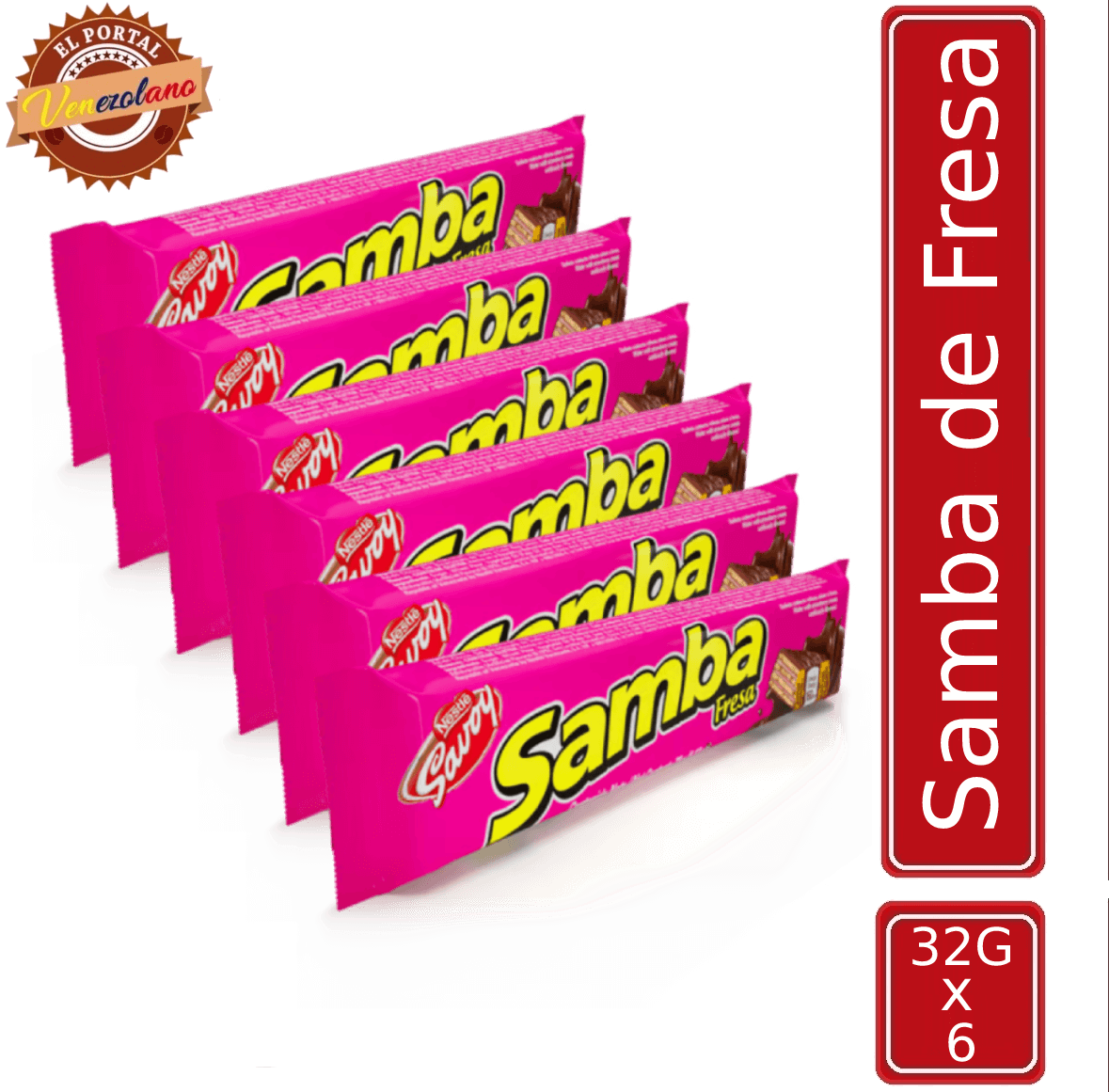 Samba  Wafer Fresa Venezuela x 6