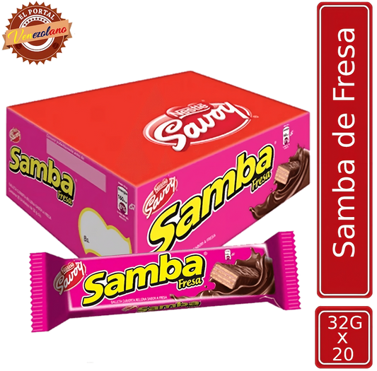 Samba  Wafer Fresa Venezuela x 20 Unidades