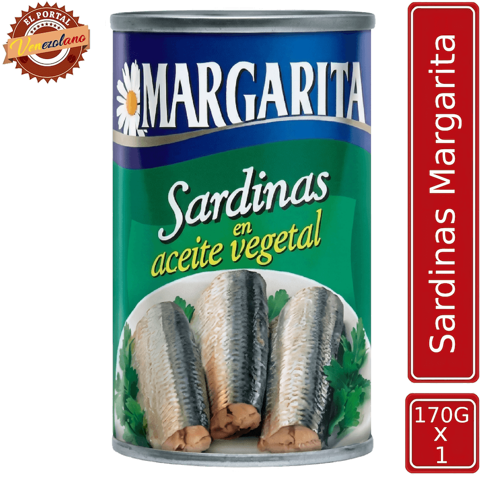 Sardina Margaritas 170g en aceite vegetal venezolana, disponible en Colombia