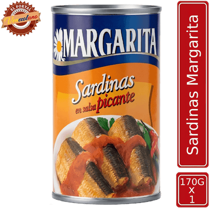 Sardina Margaritas 170g en salsa picante venezolana, disponible en Colombia