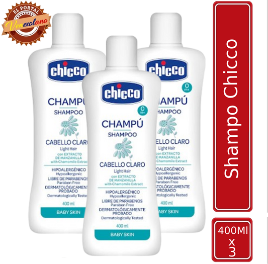 Shampoo Para Bebes Chicco Cabello Claro Original Venezuela x 3