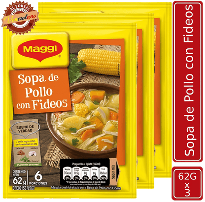 Sopa de Pollo con Fideos Maggi 62g Venezuela x 3 Unidades