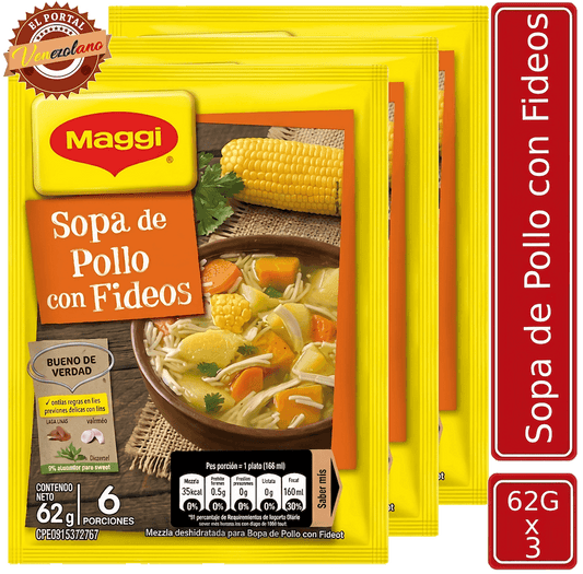 Sopa de Pollo con Fideos Maggi 62g Venezuela x 3 Unidades