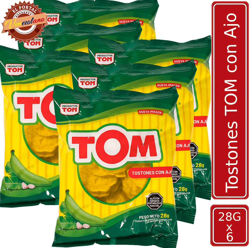 Pack de 6 Tostón Tom 28g venezolano, disponible en Colombia