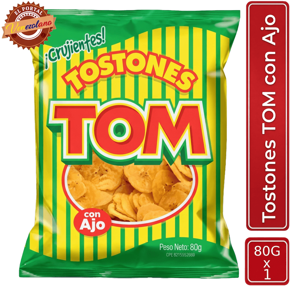 Tostón Tom 80g venezolano, disponible en Colombia