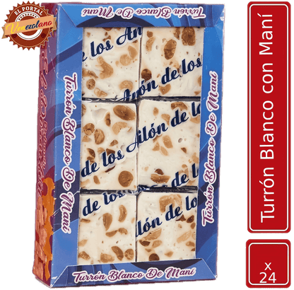 Pack de 24 turrón blanco con maní El Dormilón venezolano, disponible en Colombia