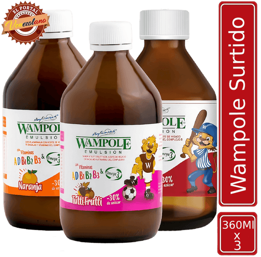 Wampole Surtido (Naranja, Fresa, Tutti Frutti) 360  ML  Venezuela x 3