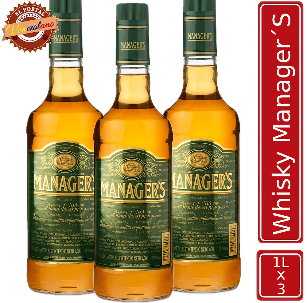 Pack de 3 whisky Manager's venezolano, disponible en Colombia